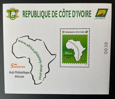 Côte D'Ivoire Ivory Coast 2021 Mi. Bl. ? S/S Joint Issue émission Commune 5 Ans Hub Philatélique Africain Map Karte - Emissioni Congiunte