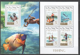 LS149 2013 SOLOMON ISLANDS FISH & MARINE LIFE FISHING MICHEL #2302-06 1KB+1BL MNH - Maritiem Leven