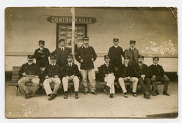 Belle Carte Photo.ville De Contrexéville ( Vosges 88 ) Agents De Gare.train.cheminots. - Gares - Sans Trains