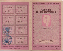 Carte D'Electeur/RF/Ministère De L'Intérieur/EURE & LOIR/ Ville De Berchéres Sur Vesgre/Gournay/Mairiel/1965  ELEC41 - Autres & Non Classés