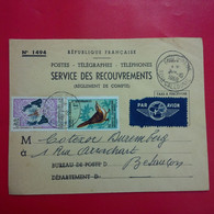 LETTRE SERVICE DES RECOUVREMENTS NOUVELLE CALEDONIE BOULUPARIS PAR AVION - Storia Postale