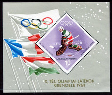 HUNGARY 1967 Winter Olympics Block MNH / **.  Michel Block 62 - Neufs