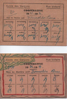 2 Cartes Membre Actif De Coopérative Scolaire/Ecole De Garçons - Rue Voltaire/Pierre TONNELIER/1935-36/1936-37    AEC194 - Andere & Zonder Classificatie