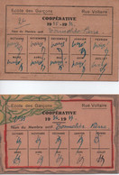 2 Cartes Membre Actif De Coopérative Scolaire/Ecole De Garçons - Rue Voltaire/Pierre TONNELIER/1935-36/1936-37    AEC194 - Altri