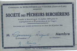 Carte  De Membre/ Société Des Pêcheurs Berchériens/ Berchéres  Sur Vesgre/ Eure & Loir/ 1965-66-67  AEC193 - Autres & Non Classés