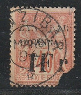 ZANZIBAR - N°16 Obl (1894) 10a Et 1f Sur 40c Rouge-orange - Défaut : Angle Droit - Used Stamps