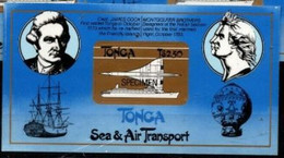 Tonga  Plane Avion Concorde Boat Bateau James COOK Balloon Ballon MONTGOLFIER SPECIMEN MNH - Concorde