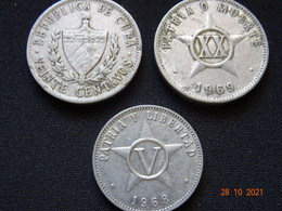 République De CUBA, Lot De 3 Monnaies En Alu 20 Centavos PATRIA  O MUERTE 1969 (x2) Et 5 Centavos PATRIA Y LIBERTAD - Otros – América