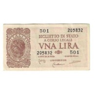 Billet, Italie, 1 Lira, 1944, 1944-11-23, KM:29a, TTB - Regno D'Italia – 1 Lira