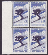 1326, Bloc De 4, Variété Ski Court En Bas A Droite, Neuf - Varietà: 1960-69 Nuovi