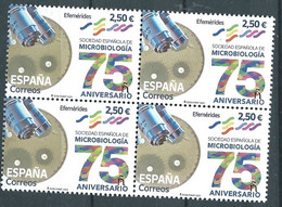 ESPAGNE SPANIEN SPAIN ESPAÑA 2021 75 ANIV SPANISH SOCIETY OF MICROBIOLOGY BLOCK 4V MNH ED 5528 MI 5578 YT 5283 SC 4567 S - Unused Stamps