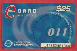 KH.- CAMBODJA. CAMBODIA. SHINAWATRA. E. CARD PREPAID. TELEPHONE CARD $25. USED. 011 EASY. ECONOMICAL. EXCEPTIONAL - Cambogia