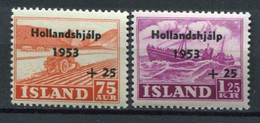 Island Iceland Mi# 285-6 Postfrisch/MNH - Flood Help Holland 1953, Farming, Ship - Nuevos