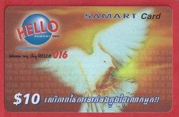 KH.- CAMBODJA. CAMBODIA. HELLO SAMART CARD. PREPAID. TELEPHONE CARD $10. - Cambodja