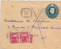 ENTIER POSTAL USA TWO PENCE HALF PENNY WINCHMORE HILL TAXE GERBE PARIS COVER - 1941-60