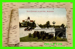 MILWAUKEE, WI - SOUTH ENTRANCE TO LAKE PARK - ANIMATED WITH OLD CAR - TRAVEL IN 1908 - E. C. KROPP , 1907 - - Milwaukee