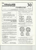 LES FEUILLES MARCOPHILES N° 30 De 1981 8 PAGES FORMAT A4 - Sonstige & Ohne Zuordnung