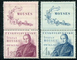 CZECHOSLOVAKIA 1947 Stefan Moyses With Labels MNH / **.  Michel 525-26 Zf - Nuovi