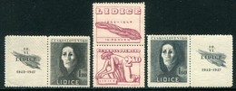 CZECHOSLOVAKIA 1947 Destruction Of Lidice With Labels MNH / **.  Michel 518-20 Zf - Unused Stamps