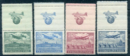 CZECHOSLOVAKIA 1946 Airmail Definitive With Labels  MNH / **.  Michel 497-500 Zf - Nuovi