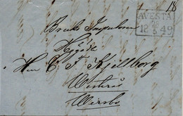 SUEDE 28/5/1849 AVESTA-NORBERG - ... - 1855 Prephilately