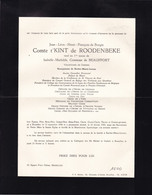 14-18 Military Cross BACHTE-MARIA-LEERNE Burgemeester Comte T'KINT De ROODENBEKE Veuf De BEAUFFORT  1886-1954 - Avvisi Di Necrologio