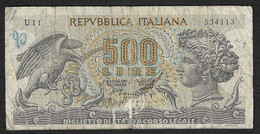 Italia - Banconota Circolata Da 500 Lire "Aretusa" P-93a.1 - 1966 #19 - 500 Lire