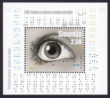 Slovenia 2009 200 Years Anniversary Louis Braille, Block Souvenir Sheet MNH - Slovenië
