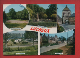CPM  -  Lucheux  -(Somme)-  Jeux De Tennis - Le  Camping - La Place - Le Monument - Le Beffroi - Lucheux