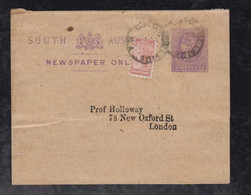 South Australia Ca 1890 Uprated Wrapper Stationery ADELAIDE To LONDON - Storia Postale