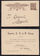 South Australia 1896 Postcard Stationery ANGASTON Local Use Private Imprint Society - Brieven En Documenten