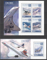 LS230 2014 SOLOMON ISLANDS TRANSPORT CONCORDE AVIATION MICHEL #2862-66 1KB+1BL MNH - Concorde