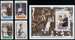 1988 Barbuda 40th Wedding Anniversary Of HM Queen Elizabeth II And HRH Prince Philip Set & S/S (** / MNH / UMM) - Familles Royales