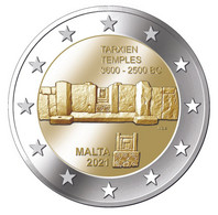 Malte 2021 : 2€ Commémorative 'Temples De Tarxien' (UNC Sortie D'un Rouleau) - Dispo En France - Malta