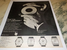 ANCIENNE PUBLICITE INFAILLIBLE MONTRE FRED LIP 1963 - Autres & Non Classés