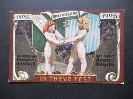 AD Bayern 1906 Privatganzsache PP In Treve Fest Ehemaliges Fürstentum Ansbach 1806 - 1906 Verlag Max Eichinger - Postal  Stationery