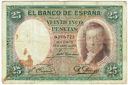 Espagne - Billet De 25 Pesetas - Vicente Lopez - 25 Avril 1931 - P81 - 25 Pesetas