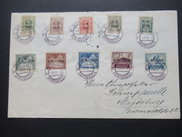 Polen 1920 Ostschlesien Nr.1 - 10 Freimarken Teschen Nord Und Südpolen Satzbrief Stempel Skrzeczon Nach Magdeburg - Besatzungszeit