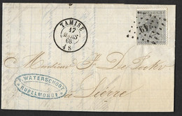 17 Sur Lettre Obli. LP 349  CaD Tamise Le 17 Mars 1868 (lot 828) - 1865-1866 Linksprofil