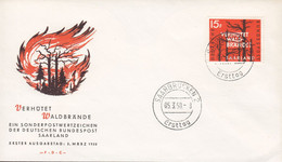 Saar Ersttags Brief FDC Cover 1958 Waldbrandverhütung Forest Fire Prevention - FDC