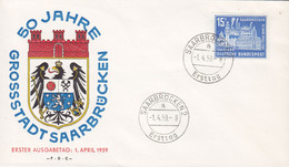 Saar Ersttags Brief FDC Cover 1959 Grossstadt Saarbrücken - FDC