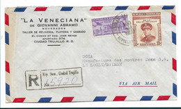 Dom028 / DOMINICA - Flugpostmarke Trujello + Weltausstellung In Brüssel, Einschreiben Nach Le Locle/Schweiz - Dominicaanse Republiek