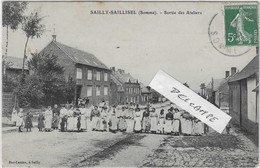 80 SAILLY SAILLISEL FEMMES SORTIE DES ATELIERS 1908  ANIMATION    A VOIR - Andere Gemeenten
