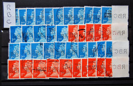 Great Britain Angleterre -  45 "machin" Perfin (perforated) Stamps 1st (red) And 2nd (blue) From RBC Used - Perforadas