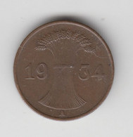 1 REICHPFENNIG 1934 A - 1 Reichspfennig