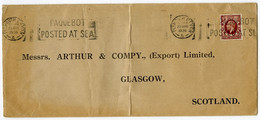 Plymouth Paquebot On Company Stationery Envelope - Arthur & Co., Glasgow, Scotland, 1936 - Storia Postale