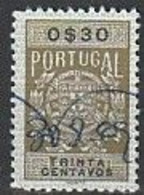 Fiscal/ Revenue, Portugal - Estampilha Fiscal -|- Série De 1940 - 0$30 - Usado