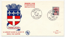 FRANCE - Enveloppe FDC - 25F + 5F FREJUS - Obl Paris R.P. Du 11/12/1959 (Premier Jour) - 1950-1959