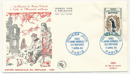 FRANCE - Enveloppe FDC - 0,25 + 0,10 Année Mondiale Du Réfugié - Paris - 7 Avril 1960 - 1960-1969
