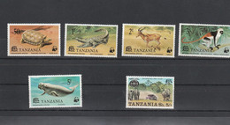 Tanzanie -  Yvert Série 80 à 84  ** - Animaux Sauvages  Singe éléphant Tortue Crocodile Dugong Hirola - Tanzanie (1964-...)